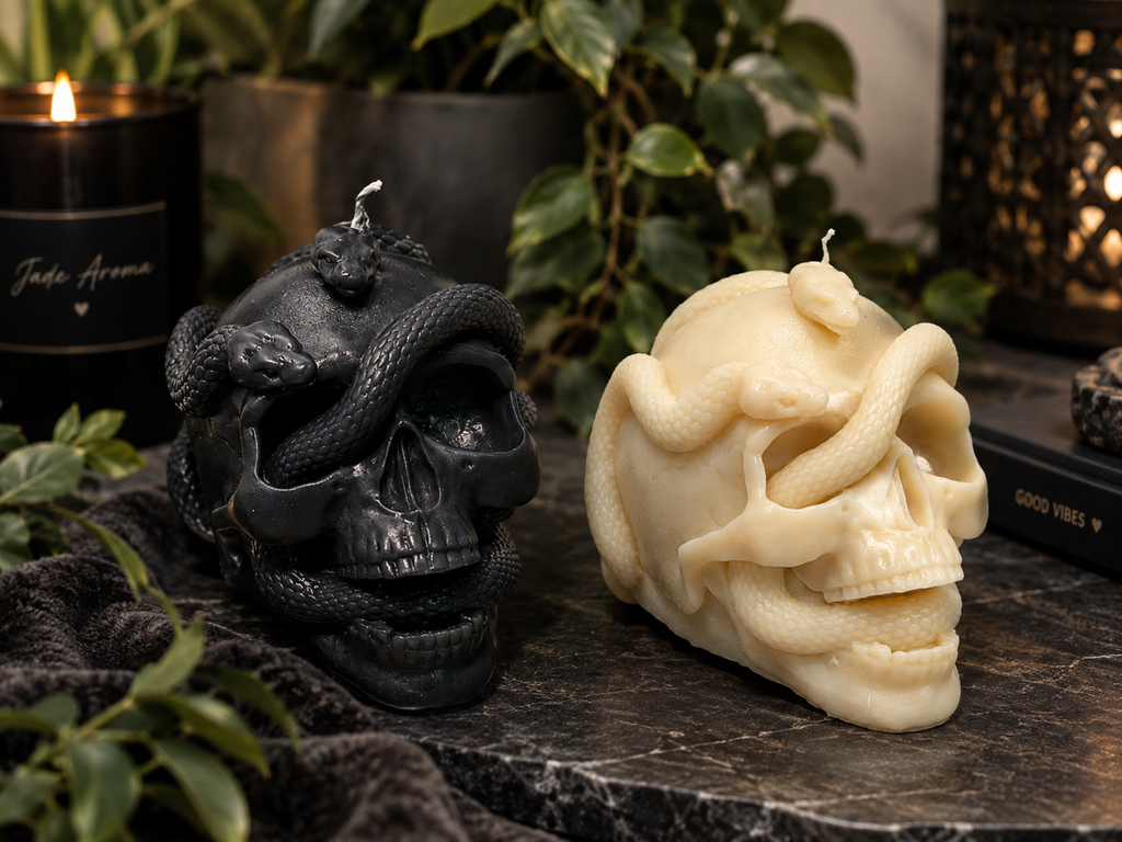 Serpent Skull Candle