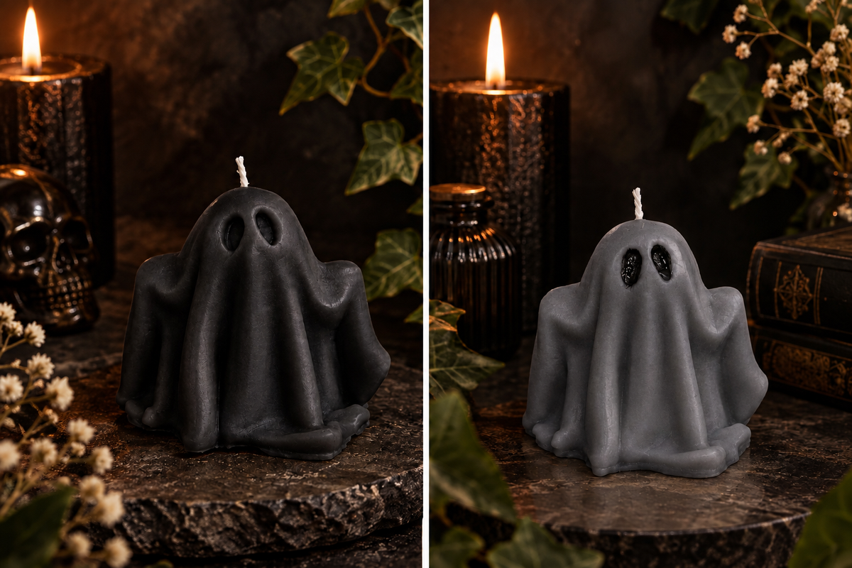 Black and grey ghost candles