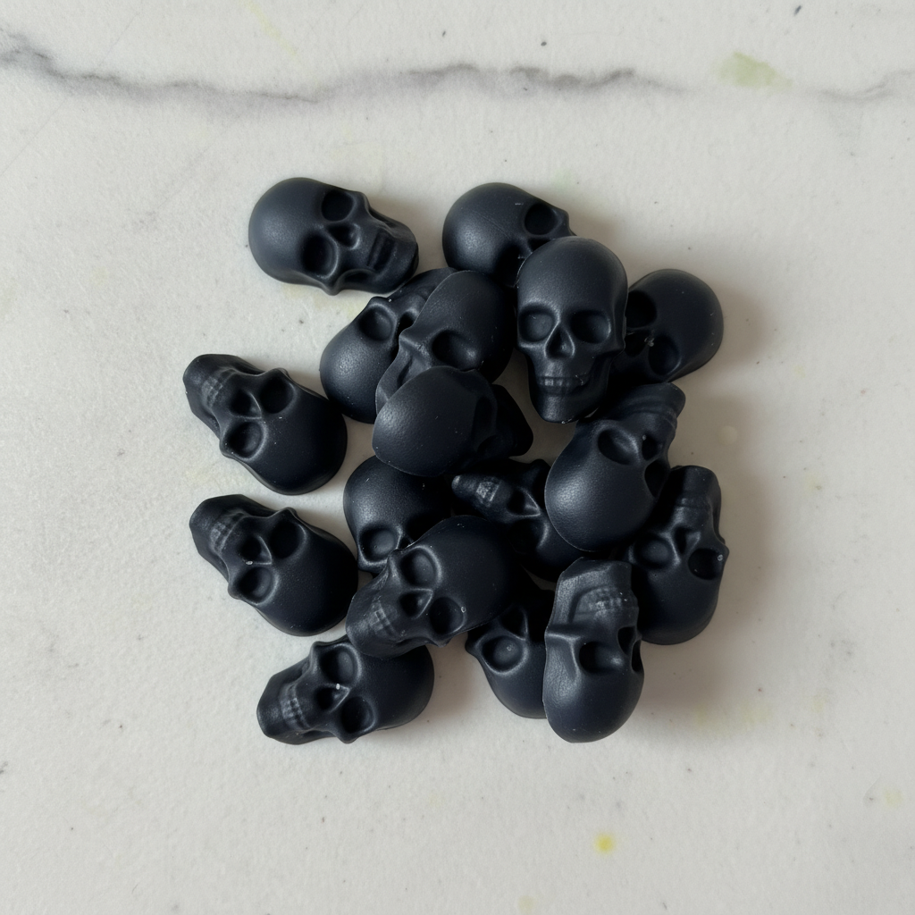 Black Skull Wax Melts on Marble