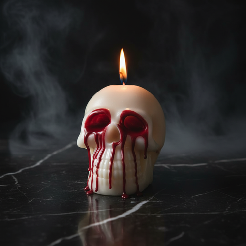 Bleeding Skull Pillar Candle Lifestyle