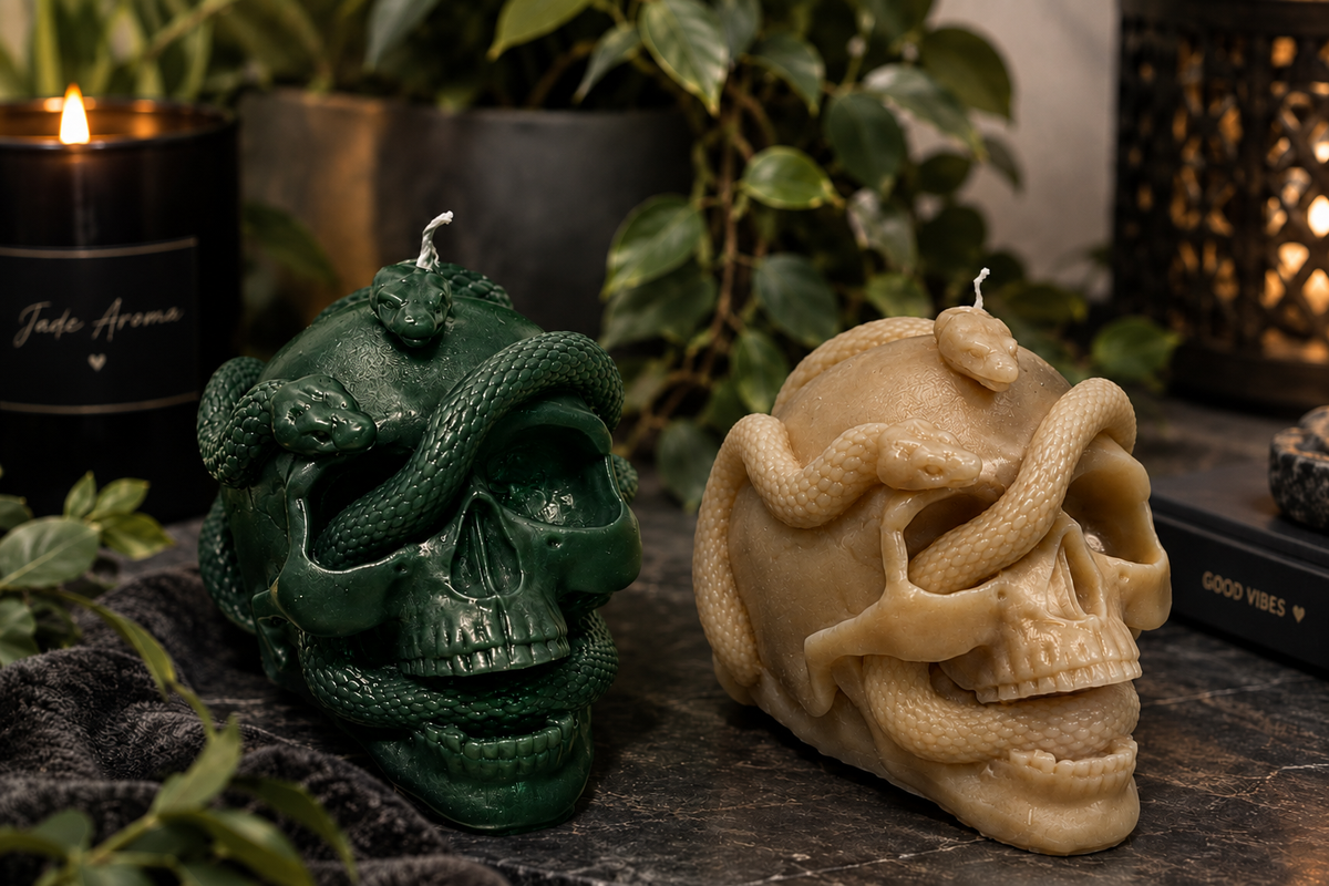 Serpent Skull Candle