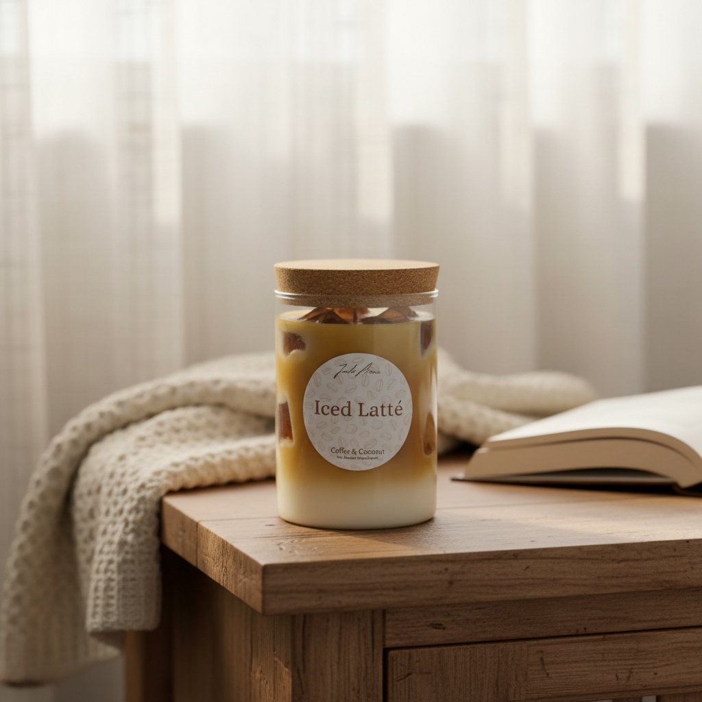 Iced Latté Candle Close Up Realistic