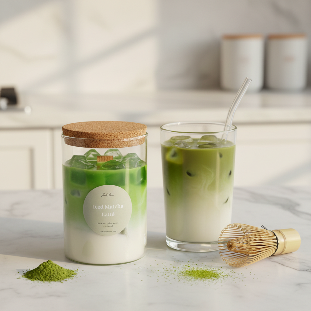 Lifestyle with iced matcha drink