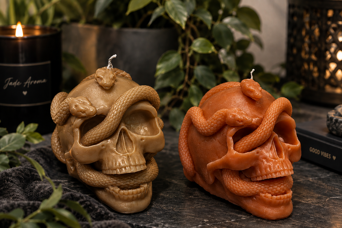 Serpent Skull Candle